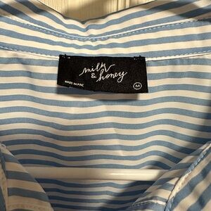 Milk & Honey Blue and White Striped Shirt